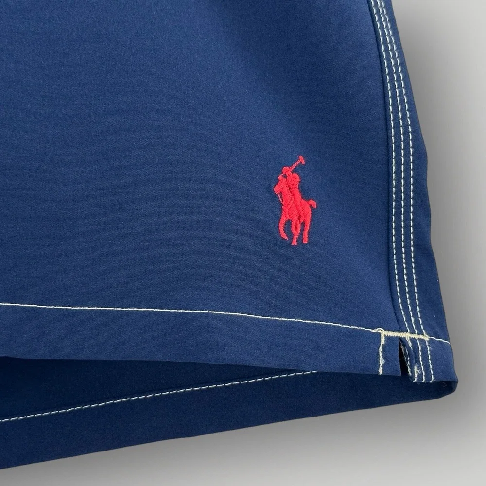 NEW $75 Polo Ralph Lauren Kaliua Swim Trunks Shorts Mens S Blue‎ w Red Pony Mesh